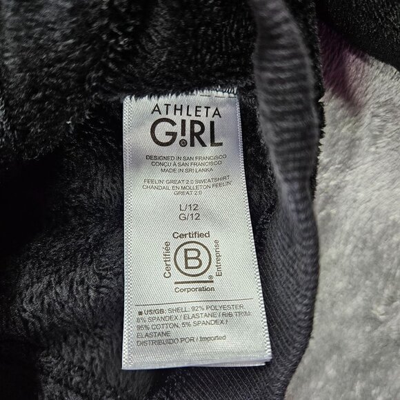 Athleta Top Girls Large Black Feelin Great 2.0 Plush Velour Sweatshirt - Picture 5 of 9